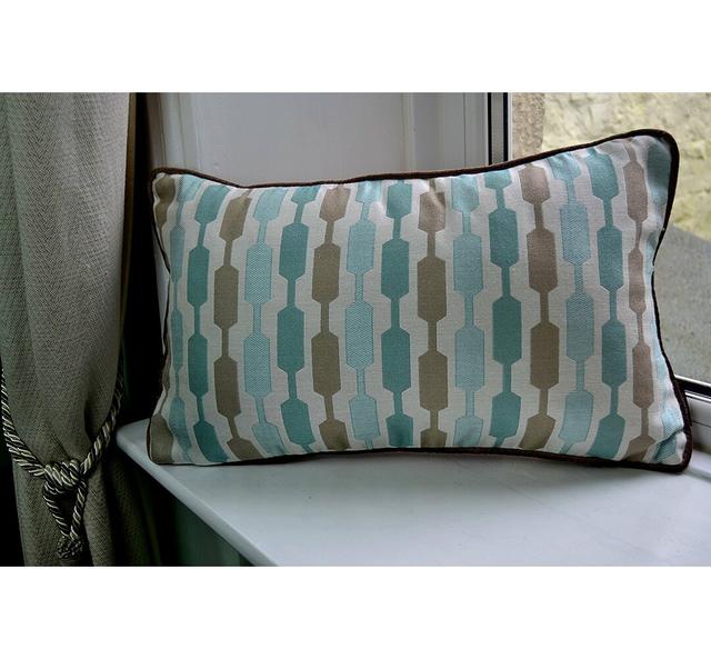 Lizeth Cushion with Filling Corrigan Studio Size: 40 x 60cm, Colour: Duck Egg/Taupe on Productcaster.