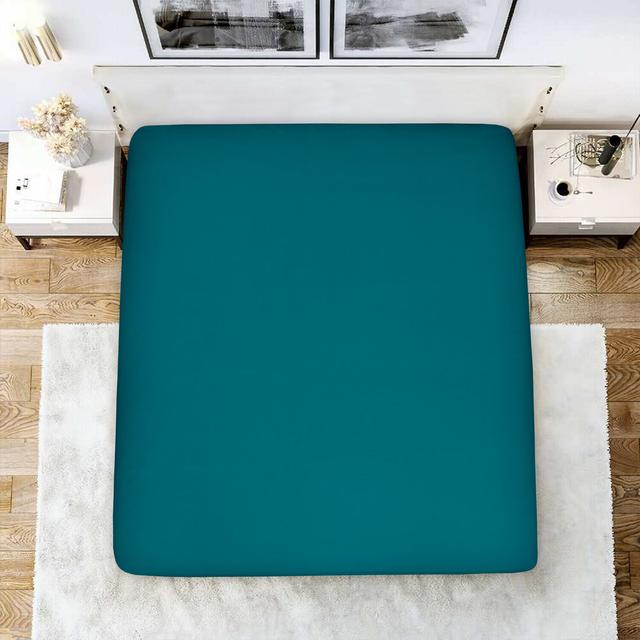 Amilda Polycotton Fitted Sheets Symple Stuff Colour: Teal, Size: Super King (6') on Productcaster.