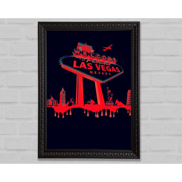 Las Vegas Sign Red Silver - Single Picture Frame Art Prints Ebern Designs Size: 42cm H x 29.7cm W x 3cm D on Productcaster.