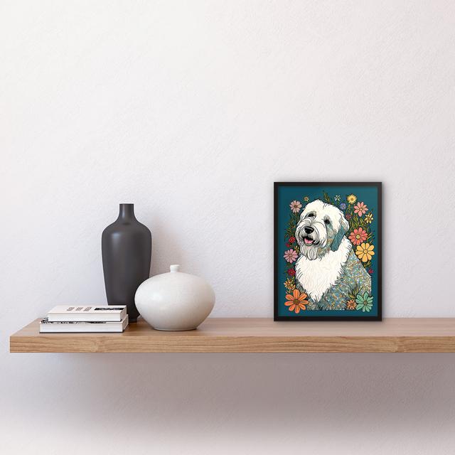 English Sheepdog With Multicolour Daisies Bright Flowers Modern - Single Picture Frame Print Marlow Home Co. on Productcaster.