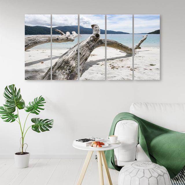 Leinwandbild Sea Sand Beach Tree Haus am Meer Größe: 60 cm H x 150 cm B on Productcaster.