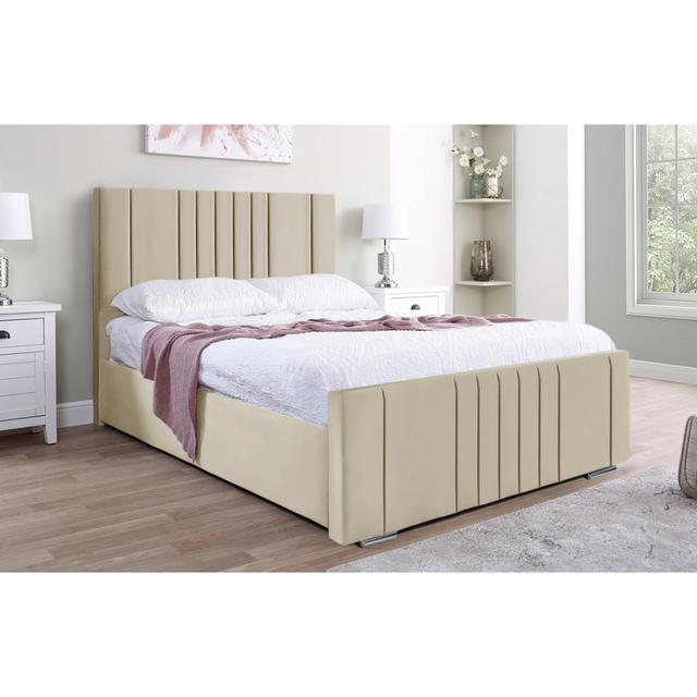 Agaro Upholstered Bed Latitude Run Size: Double (4'6), Colour: Cream on Productcaster.