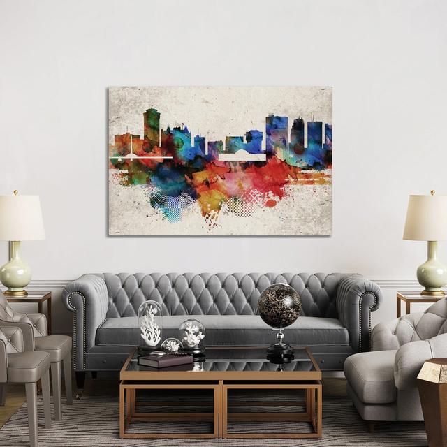 Winnipeg Abstract Skyline by WallDecorAddict - Wrapped Canvas Print Latitude Run Size: 101.6cm H x 152.4cm W x 3.81cm D on Productcaster.