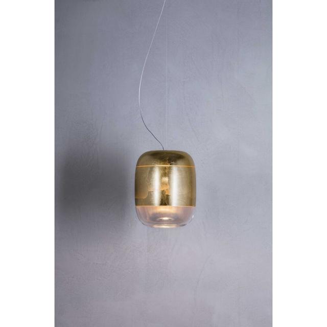 Gong 1 - Light Single Jar Pendant Prandina srl Shade Colour: Golden Leaf, Size: 200cm H x 36cm W x 36cm D on Productcaster.