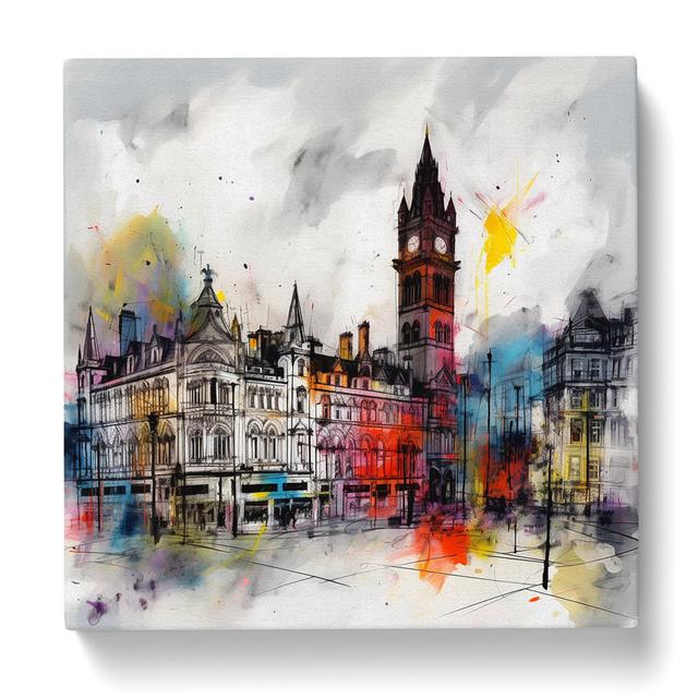 City Of Manchester Gestural Art No.1 - Print 17 Stories Size: 50cm H x 50cm W x 3cm D on Productcaster.