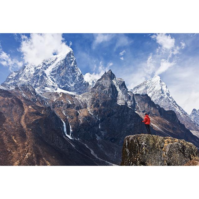 Woman Looking At The Mountains, Mount Everest National Park - Wrapped Canvas Print Union Rustic Size: 51cm H x 76cm W on Productcaster.