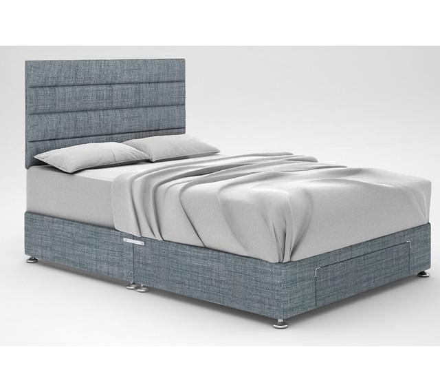 Ikin Divan Bed Base 17 Stories Size: Double (4'6), Storage Type: End Drawer, Colour: Sky on Productcaster.