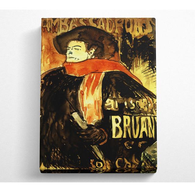 Toulouse Lautrec Aristide Bruant Study 2 - Wrapped Canvas Art Prints ClassicLiving Size: 50.8cm H x 35.6cm W x 10cm D on Productcaster.