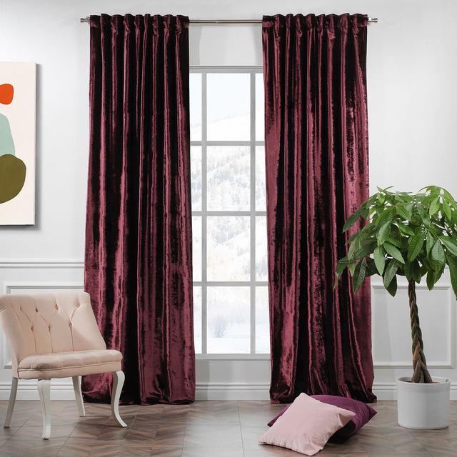 Vorhang-Set mit Stangendurchzug, blickdicht (maßgefertigt) Lilijan Home & Curtain Vorhang-Farbe: Rot, Panel-Größe: 280 cm Breite x 375 cm Höhe on Productcaster.