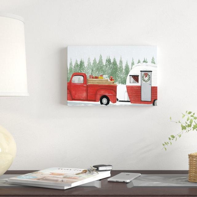 Camping for Christmas Collection D by Grace Popp - Wrapped Canvas Graphic Art Print Blue Elephant Size: 20cm H x 30cm W on Productcaster.