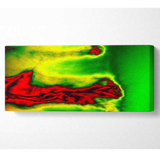 Rote flüssige Lava - Panorama-Kunstdrucke auf Leinwand gerollt Perspections Größe: 71cm H x 162,5cm B x 10cm T on Productcaster.