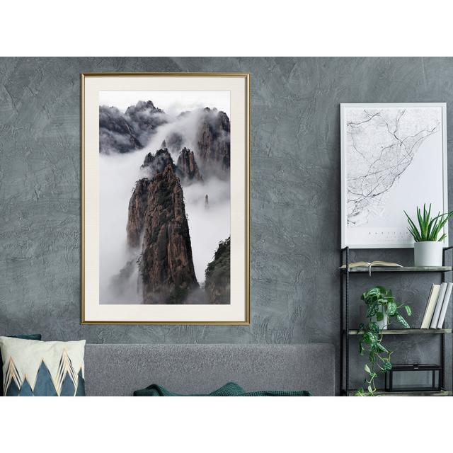 Clouds Pierced by Mountain Peaks - Picture Frame Photograph Union Rustic Frame Option: Gold Framed, Size: 60cm H x 40cm W x 2cm D on Productcaster.