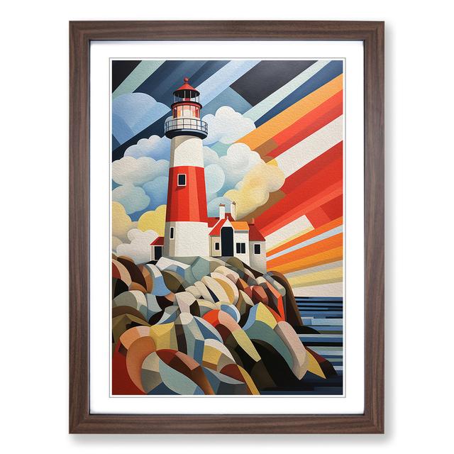 Lighthouse Constructivism Breakwater Bay Size: 46cm H x 34cm W x 2cm D, Frame Colour: Walnut on Productcaster.