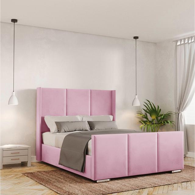 Berlin Bed Frame Canora Grey Colour: Pink, Size: Double (4'6) on Productcaster.