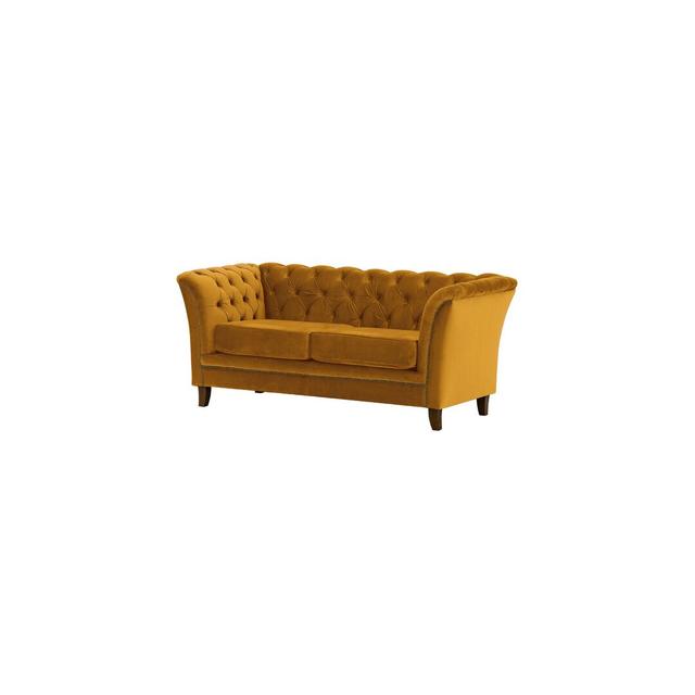 Burr 2 Seater Chesterfield Sofa Etta Avenue Leg Colour: Dark Oak, Upholstery Colour: Taupe on Productcaster.