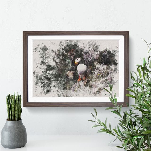 Atlantic Puffin Birds Vol.1 Watercolour - Picture Frame Graphic Art East Urban Home Frame Option: Walnut, Size: 27cm H x 36cm W x 2cm D on Productcaster.