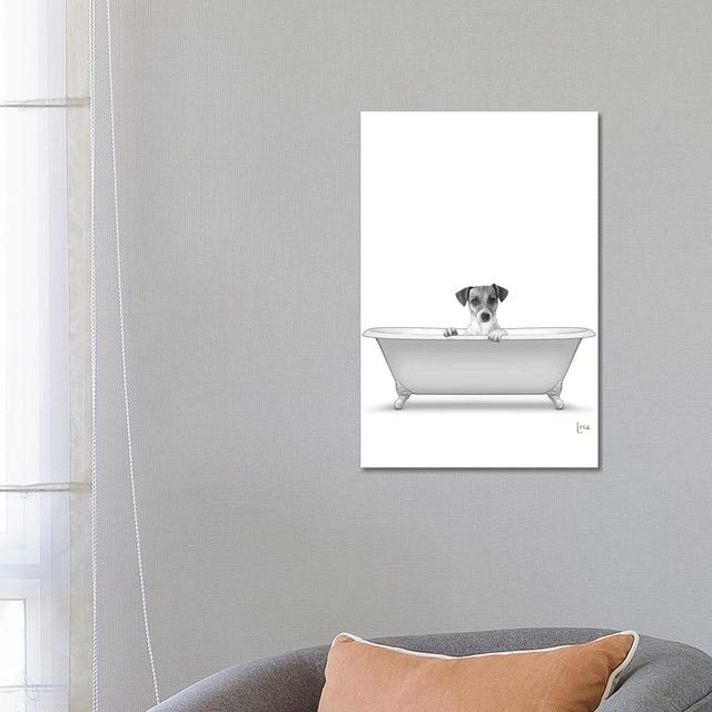 Dog in the Bath Bw - Wrapped Canvas Art Prints Happy Larry Size: 66.04cm H x 45.72cm W x 3.81cm D on Productcaster.