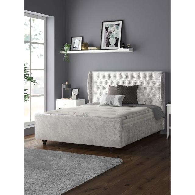 Barthel Upholstered Bed Frame Mercer41 Colour: Silver, Size: Small Double (4') on Productcaster.