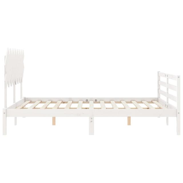 Llana Small Double (4') Solid Wood Bed 17 Stories Colour: White, Size: European Kingsize (160 x 200cm) on Productcaster.