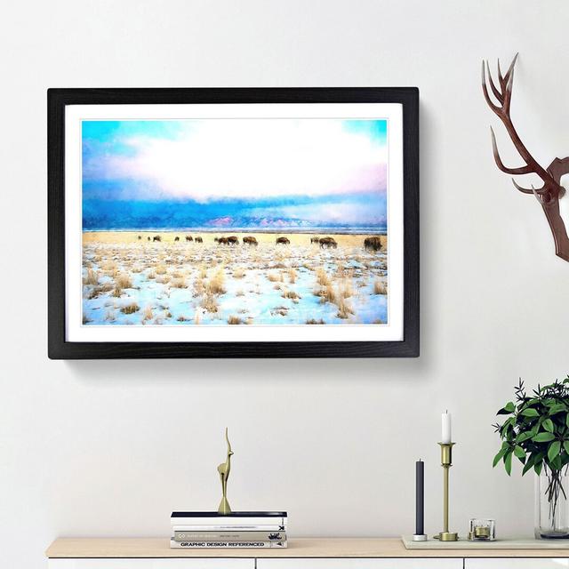 Grazing Bison In Utah - Single Picture Frame Print on MDF East Urban Home Frame Option: Black Framed, Size: 33cm H x 45cm W x 2cm D on Productcaster.