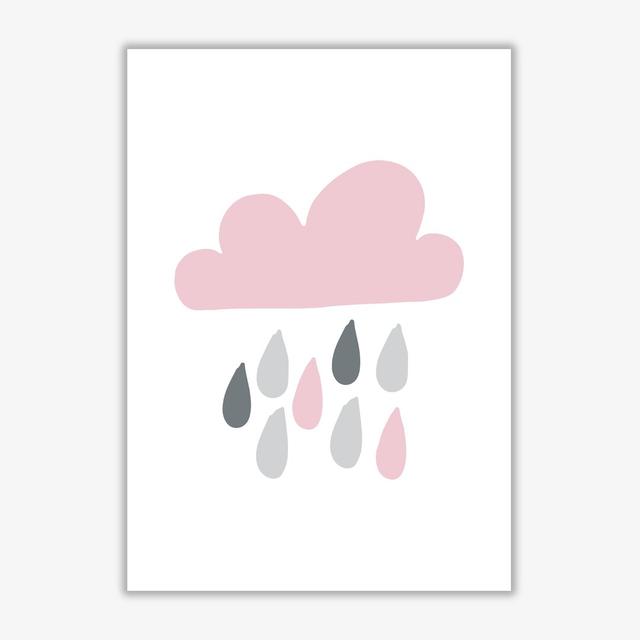 'Rain Cloud' Graphic Art in Pink/Grey East Urban Home Size: 85 cm H x 60 cm W x 1 cm D, Format: No Frame on Productcaster.