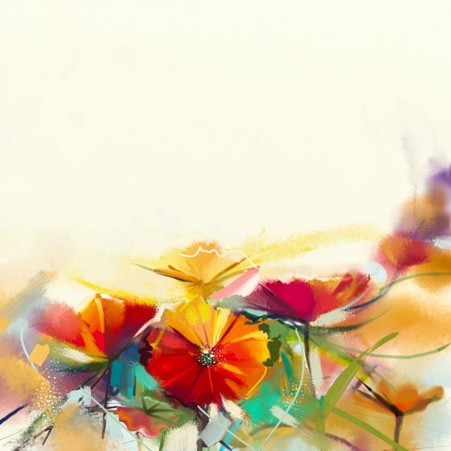 Yellow And Red Poppy by Nongkran_ch - Wrapped Canvas Painting Marlow Home Co. Size: 91cm H x 91cm W on Productcaster.