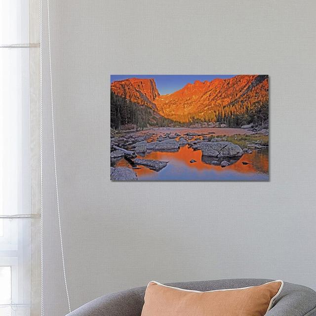 Sunrise On Dream Lake by Brian Wolf - Wrapped Canvas Print Union Rustic Size: 45.72cm H x 66.04cm W x 1.91cm D on Productcaster.