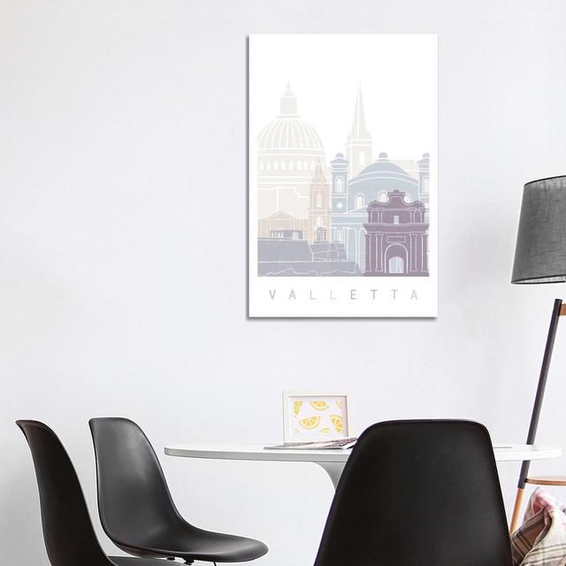 Valleta Skyline Poster Pastell Ebern Designs Format: Leinwandbild, Größe: 101,06 cm H x 66,04 cm B x 3,81 cm T on Productcaster.