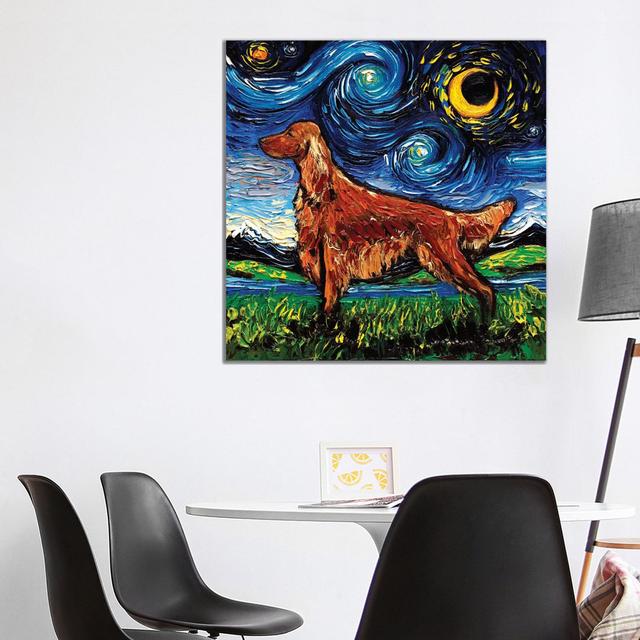 Irish Setter Night by Aja Trier - Wrapped Canvas Print Rosalind Wheeler Size: 93.98cm H x 93.98cm W x 3.81cm D on Productcaster.