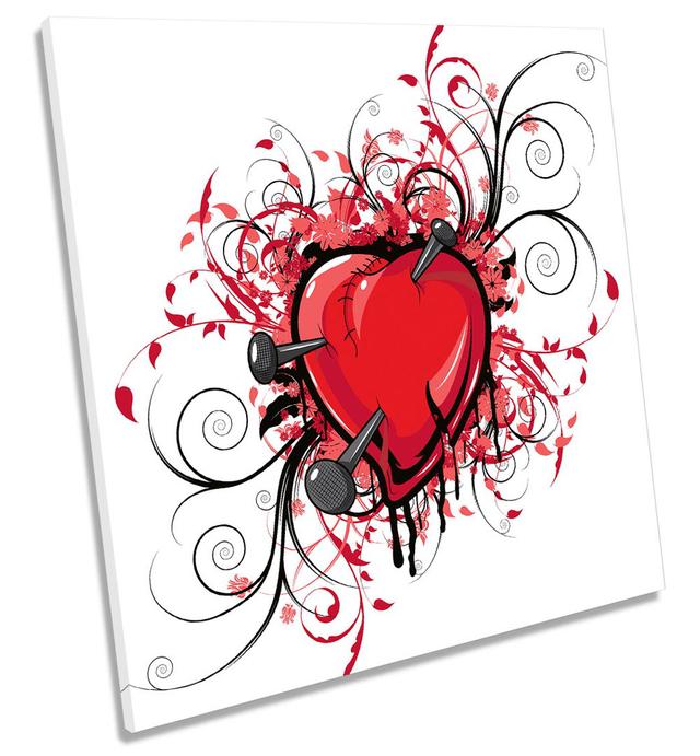 Modern Love Heart Floral - Wrapped Canvas Graphic Art Happy Larry Size: 91.4cm H x 91.4cm W x 4cm D on Productcaster.