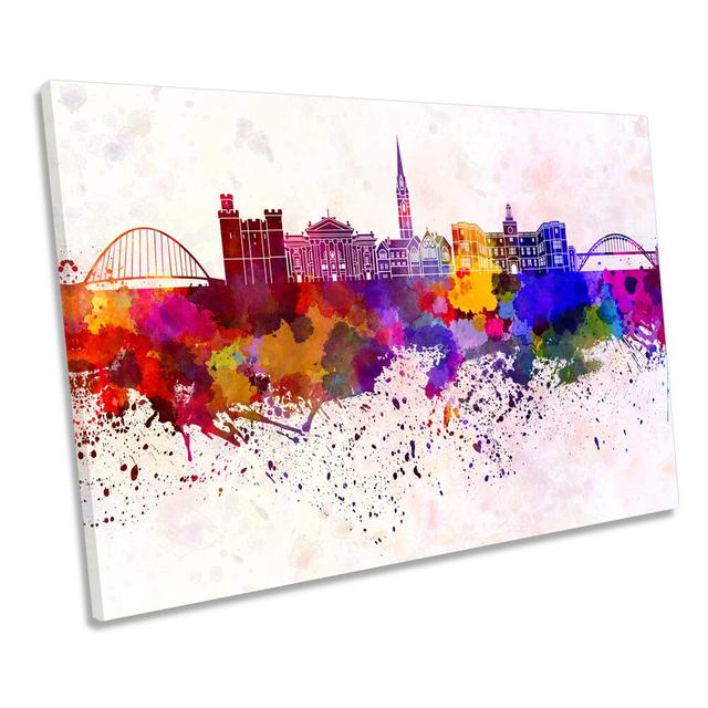 Newcastle City Skyline Modern - Wrapped Canvas Print Ebern Designs Size: 30.5cm H x 45.7cm W x 2cm D on Productcaster.