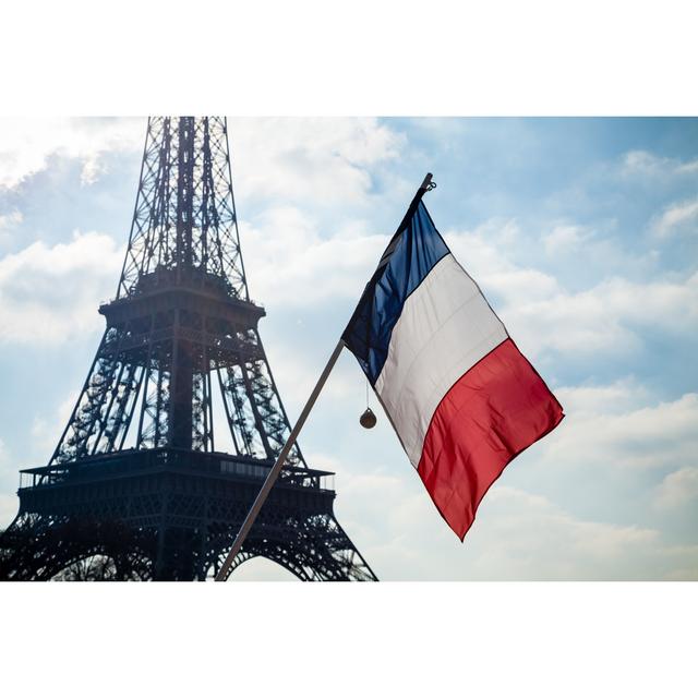 French Flag And Eiffel Tower by Oko_Swan Omurphy - Wrapped Canvas Art Prints Latitude Run Size: 51cm H x 76cm W x 3.8cm D on Productcaster.