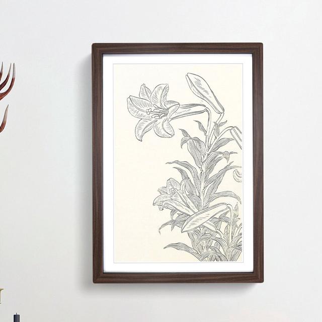 Illustration of Lilies by Ohara Koson - Picture Frame Painting Print East Urban Home Frame Option: Walnut Framed, Size: 48cm H x 36cm W x 2cm D on Productcaster.