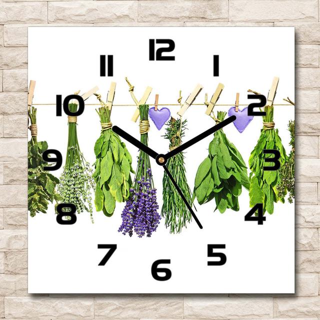 Herbs on a String Silent Wall Clock East Urban Home Colour: Black/Green/White on Productcaster.