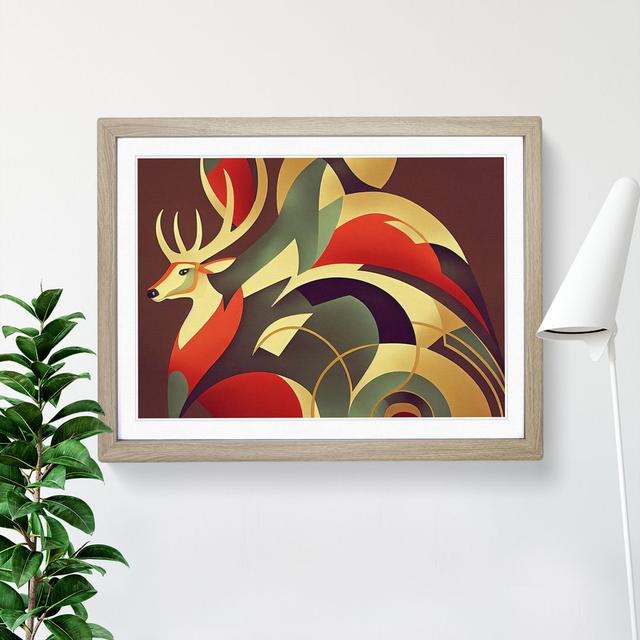 Stag Deer Deco Abstract - Single Picture Frame Print Alpen Home on Productcaster.