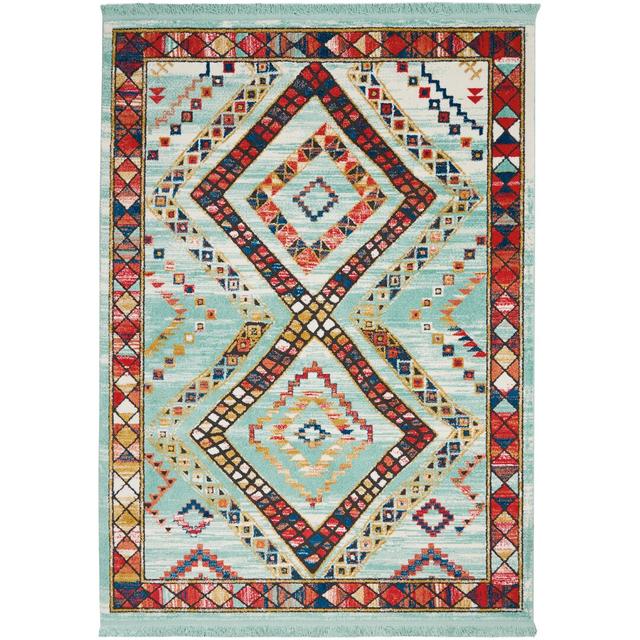 Baver Aqua/Red Rug Bloomsbury Market Rug Size: Rectangle 201 x 292cm on Productcaster.