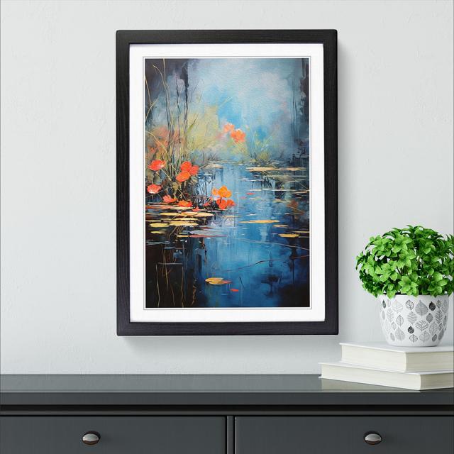 XYZ-FRM-V1223-5225 Pond Gestural - Single Picture Frame Print on Wood Big Box Art Frame Colour: Black, Size: 34cm H x 25cm W x 2cm D on Productcaster.