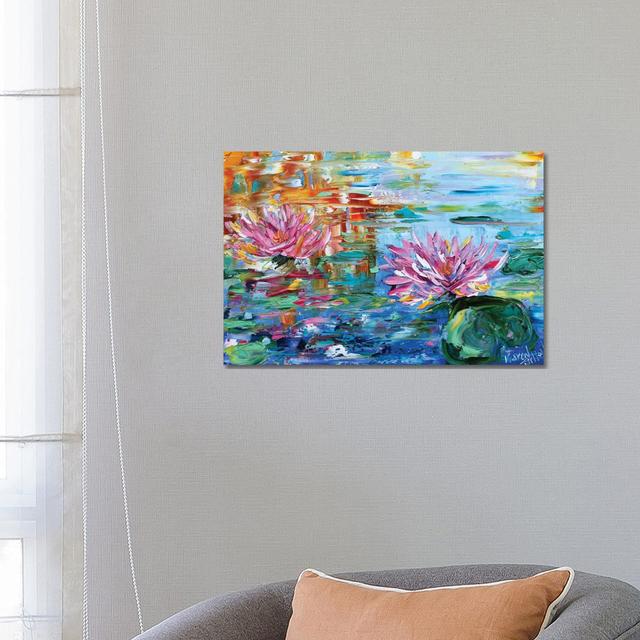 Dancing Light On The Lily Pond by Karen Tarlton - Wrapped Canvas Painting ClassicLiving Size: 45.72cm H x 66.04cm W x 3.81cm D on Productcaster.