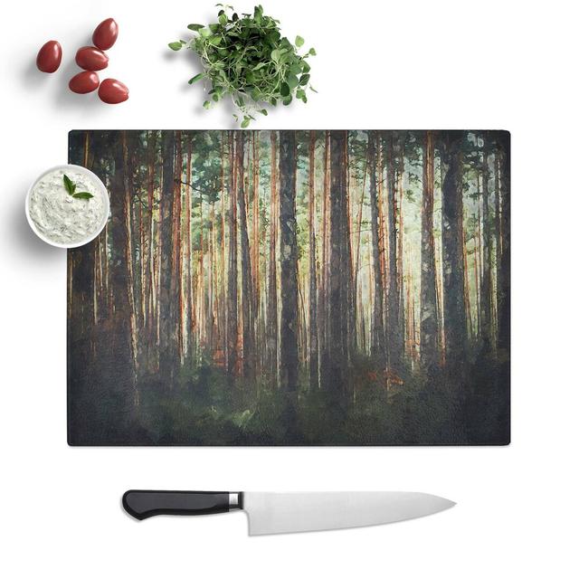 Tempered Glass Pine Tree Forest in Spring Chopping Board East Urban Home Size: 39 cm W x 28.5 cm L on Productcaster.