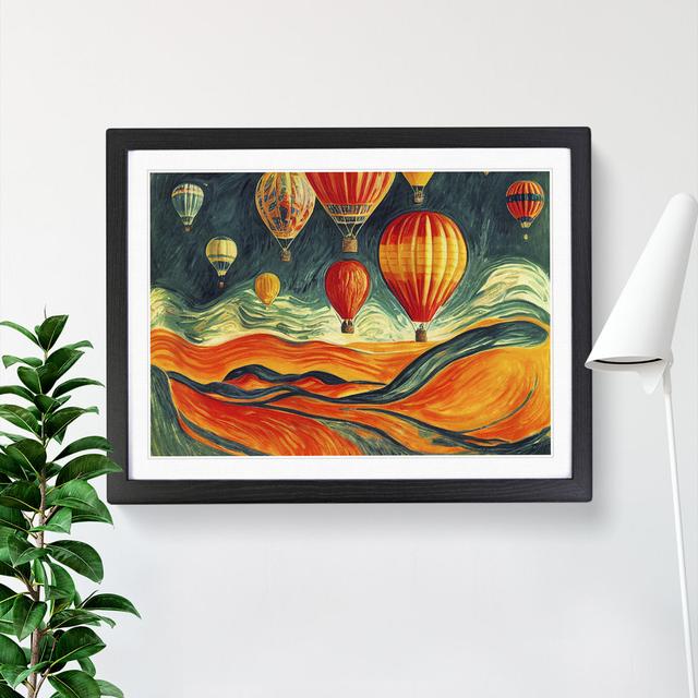 XH1022-8726X Surreal Hot Air Balloons - Single Picture Frame Print Marlow Home Co. Frame Colour: Black, Size: 34cm H x 46cm W x 2cm D on Productcaster.