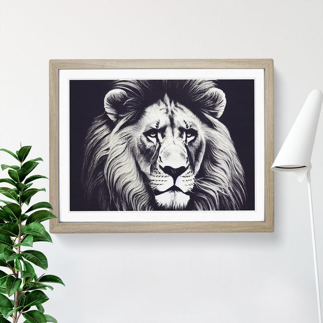 Select Lion - Single Picture Frame Painting 17 Stories Size: 34cm H x 46cm W x 2cm D, Frame Colour: Oak on Productcaster.