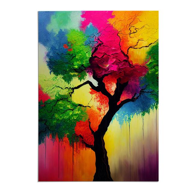 Colourful Tree No.3 - Painting Marlow Home Co. Format: Paper, Matte Colour: No Matte, Size: 29.7cm H x 21cm W on Productcaster.