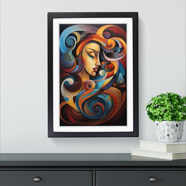 Aquarius Zodiac Abstract - Single Picture Frame Print on Wood Big Box Art Size: 64cm H x 46cm W x 2cm D, Frame Colour: Black Framed on Productcaster.