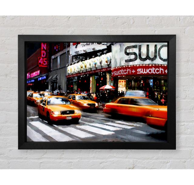 New York City 5Th Avenue Yellow Cabs Framed Print Ebern Designs Size: 100cm H x 141.4cm W on Productcaster.