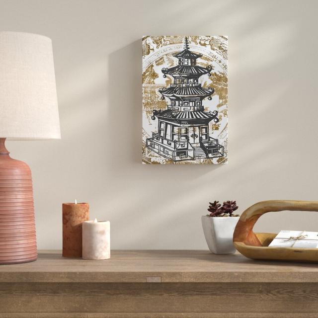 Pagoda Luxe Night by Julianne Taylor - Wrapped Canvas Graphic Art Print East Urban Home Size: 38cm H x 25cm W x 4cm D on Productcaster.