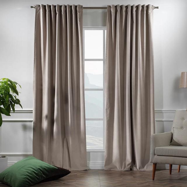 Extra Long & Extra Wide Matte Velvet Curtain Panel Lilijan Home & Curtain Curtain Colour: Tan, Panel Size: 140cm Width x 350cm Drop on Productcaster.