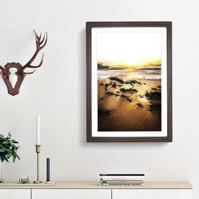 Sunrise at Tenby Beach in Wales in Abstract - Picture Frame Graphic Art Print East Urban Home Frame Option: Walnut Framed, Size: 48cm H x 36cm W x 2cm on Productcaster.