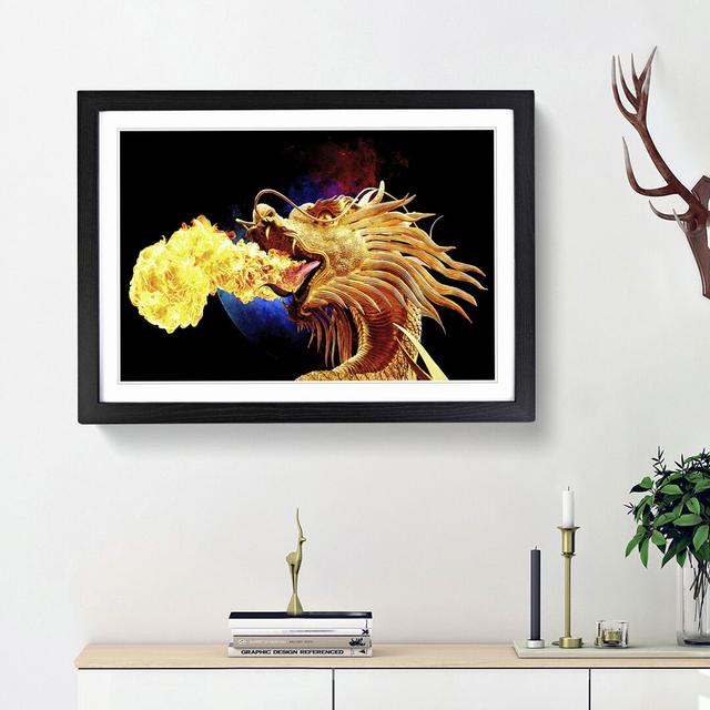 Golden Dragon - Picture Frame Graphic Art Print East Urban Home Size: 27cm H x 36cm W x 2cm D, Frame Option: Black Framed on Productcaster.