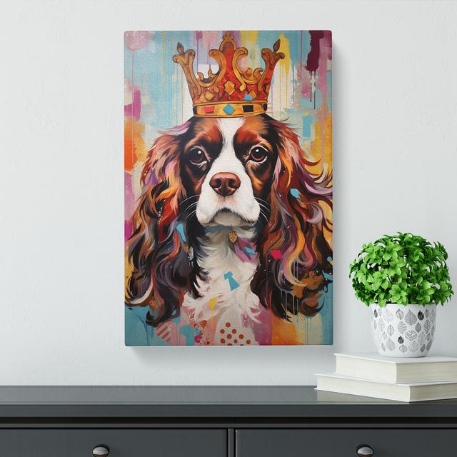 Cavalier King Charles Spaniel Contemporary Art Happy Larry Size: 50cm H x 35cm W x 3cm D on Productcaster.