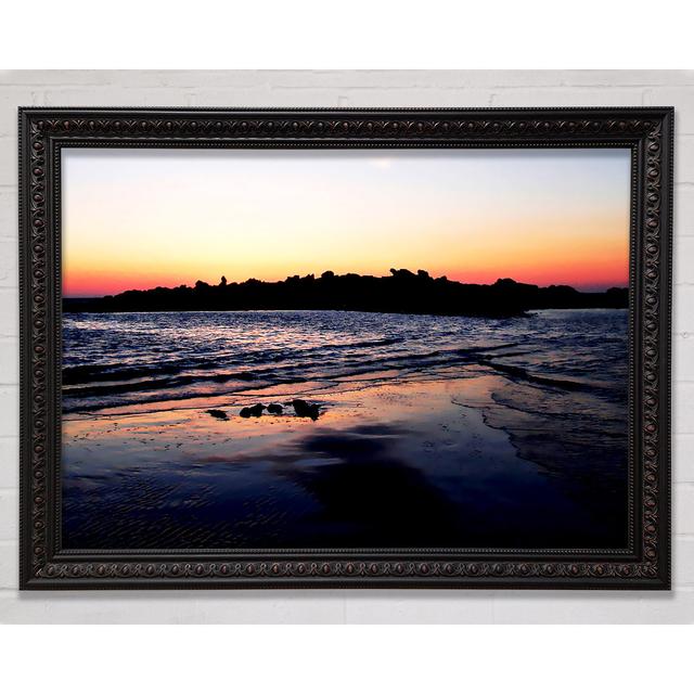 Sunset Behind The Ocean Rocks Framed Print Highland Dunes Format: Antique Gold Framed Paper, Size: 84.1cm H x 118.9cm W x 8cm D on Productcaster.